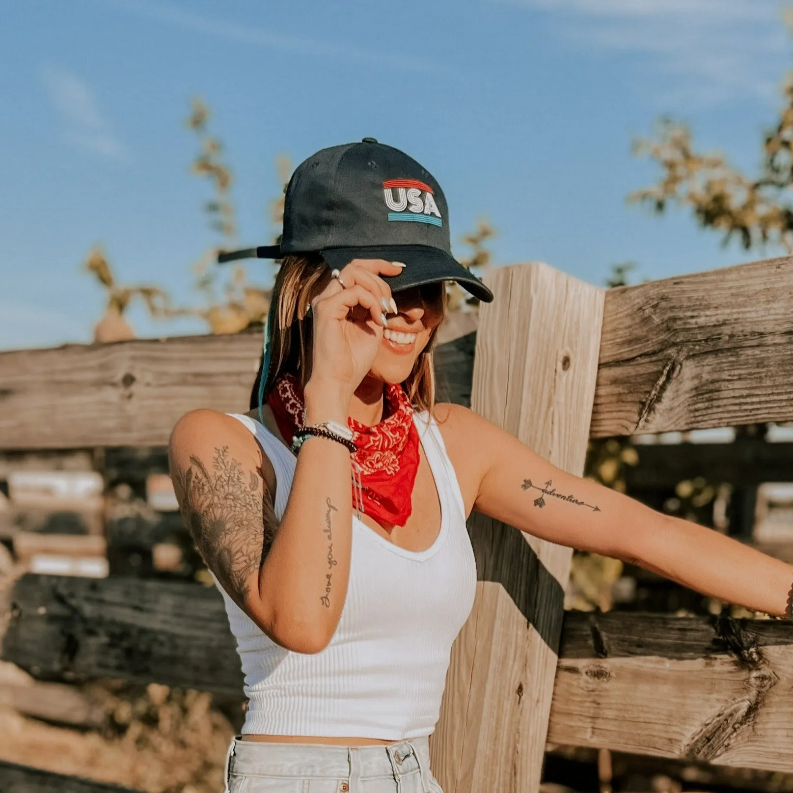 Retro '70s Stripes USA Dad Cap