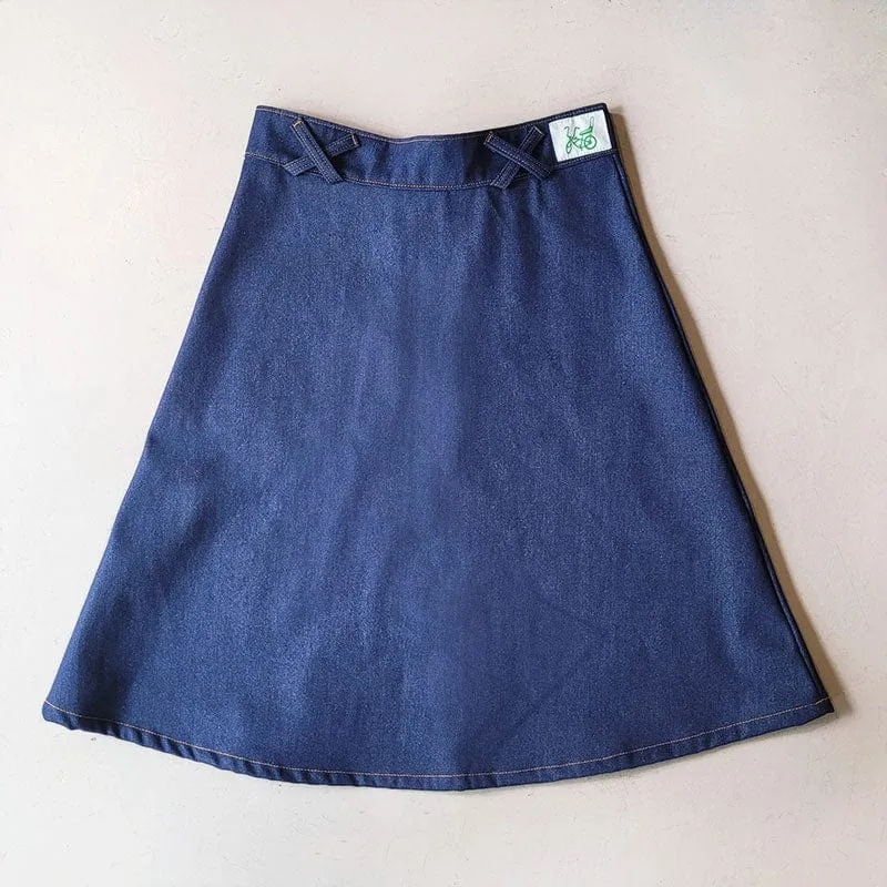 Retro Patch Pocket Denim A-Line Skirt
