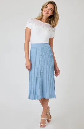 Ribbed-Knit Lurex Pleated Midi Skirt