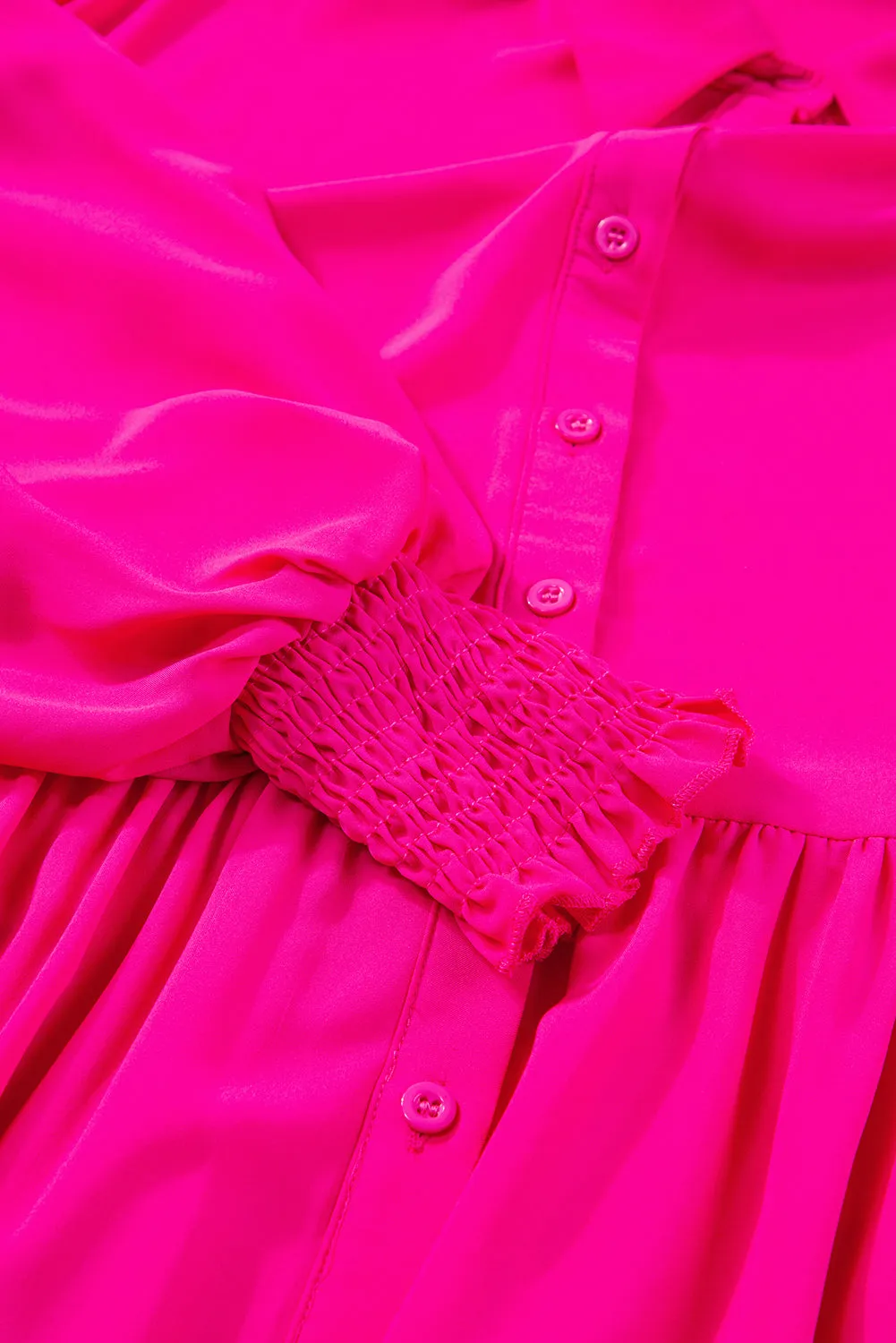 Rose Bubble Sleeve Shirt Maxi Dress