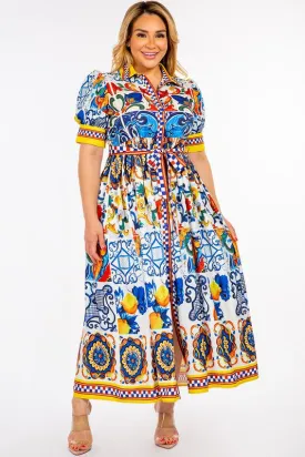Royal Curves Mosaic Print Maxi Dress