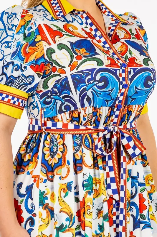 Royal Curves Mosaic Print Maxi Dress