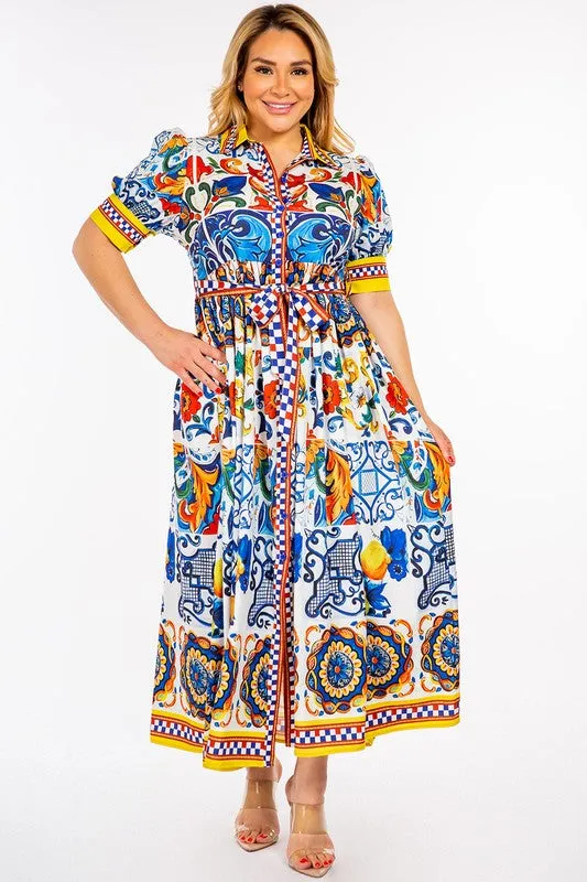 Royal Curves Mosaic Print Maxi Dress