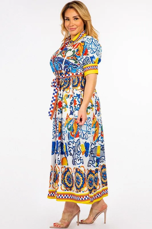 Royal Curves Mosaic Print Maxi Dress