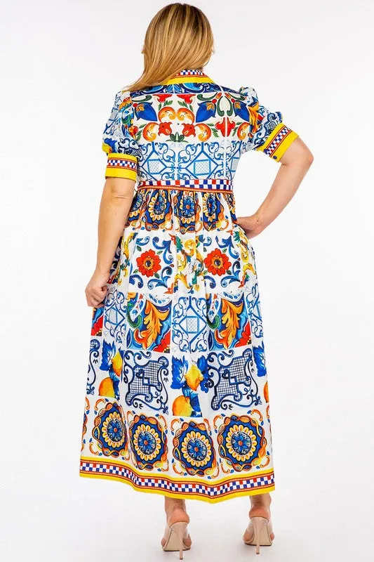Royal Curves Mosaic Print Maxi Dress