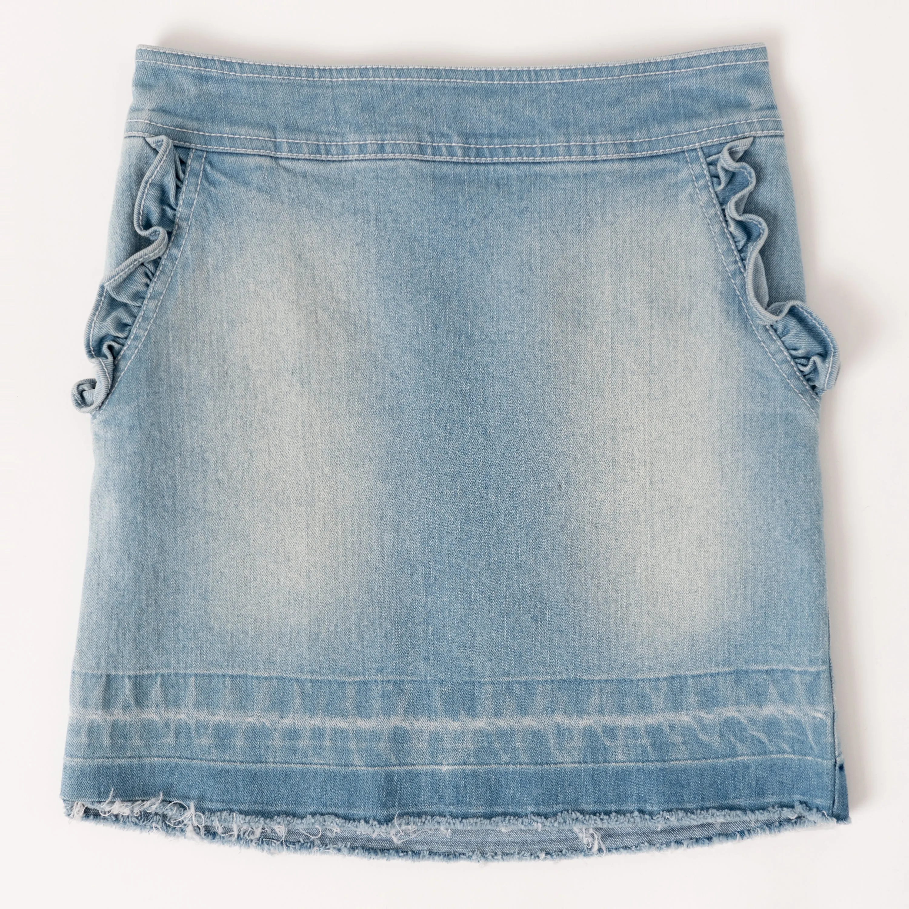 Ruffle Pkt Denim Skirt