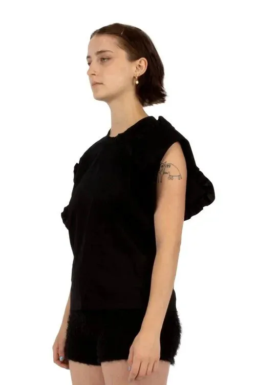 Ruffled Edges Asymmetric Sleeve Tshirt