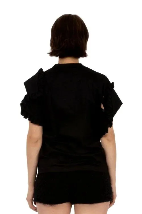 Ruffled Edges Asymmetric Sleeve Tshirt