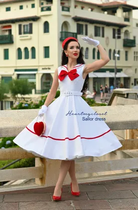 Sailor swing dress - 1950s inspired vintage