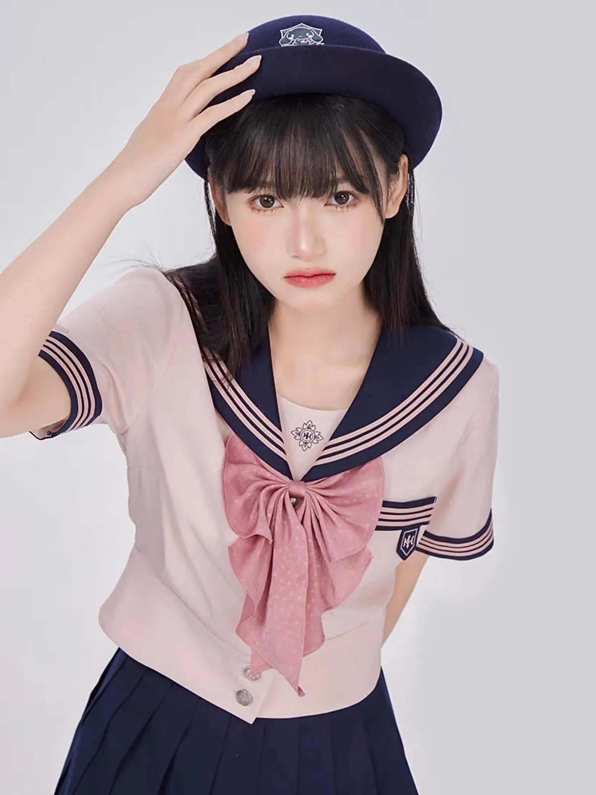Sakura Petals High-Waist Pleated JK Uniform Skirts