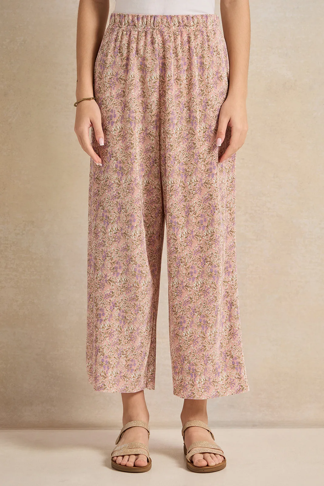 Senior Girls Pink Printed Pants