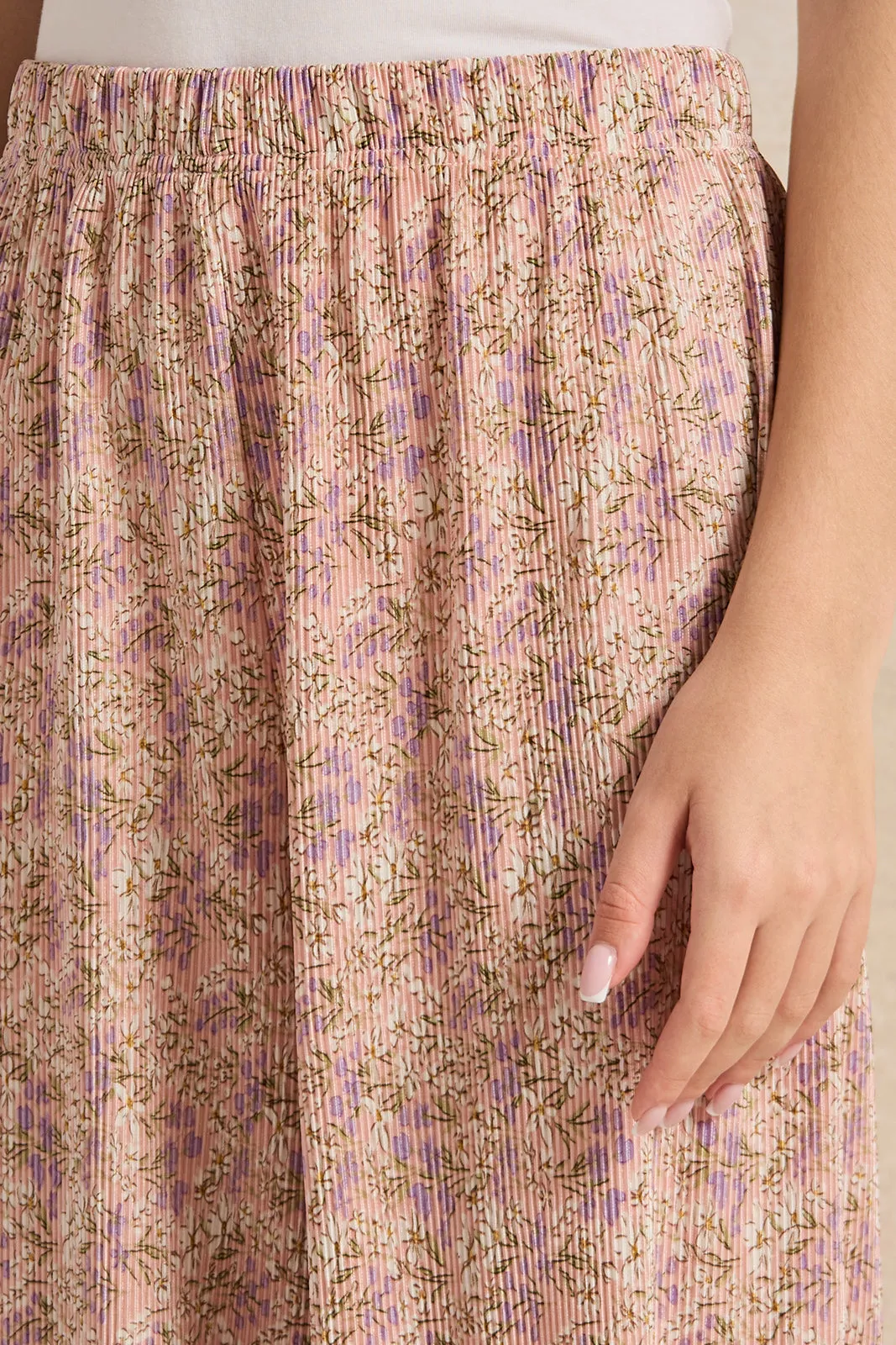 Senior Girls Pink Printed Pants