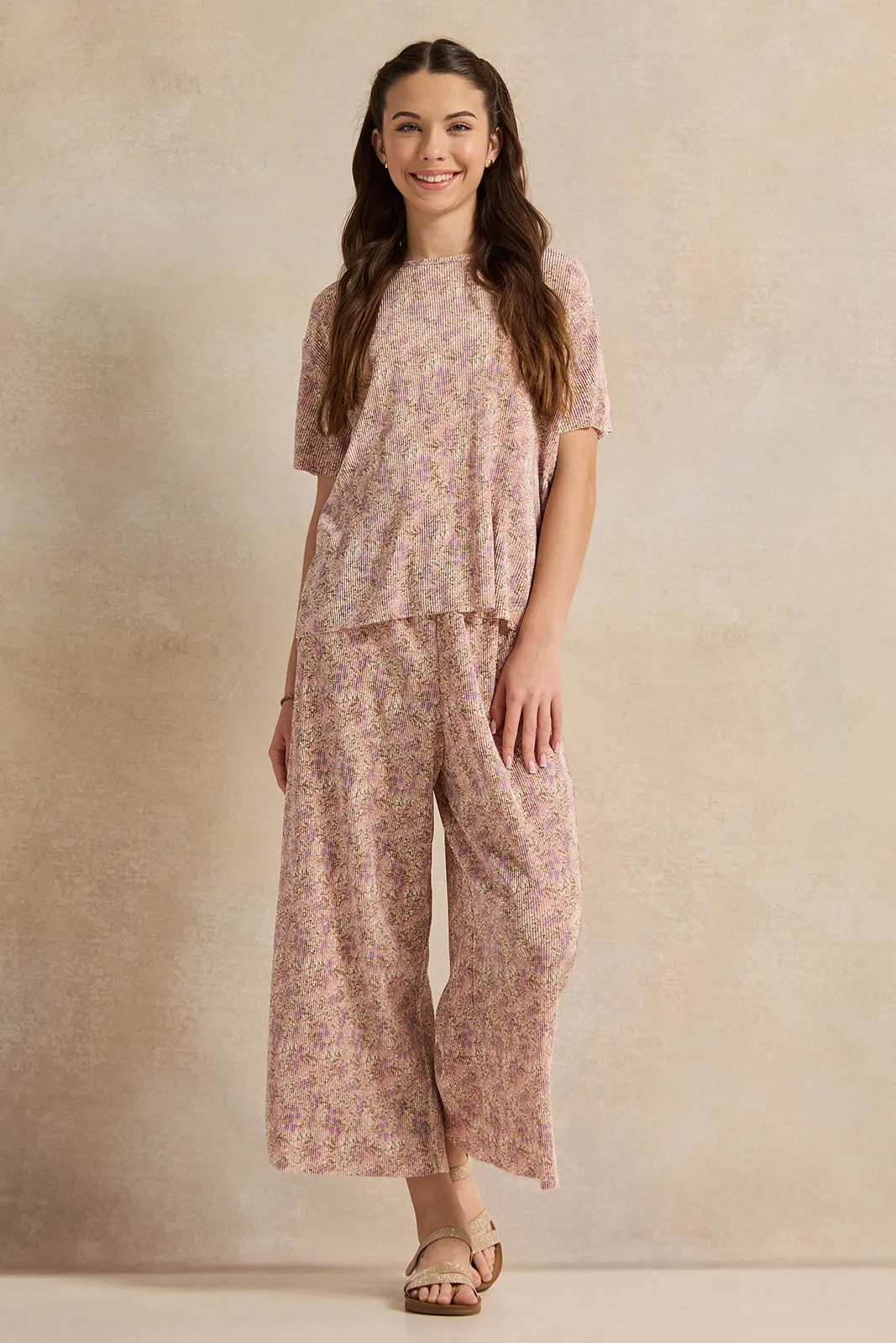 Senior Girls Pink Printed Pants