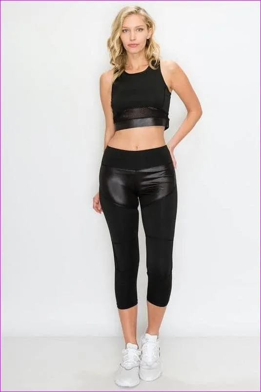 Sheer Mesh Top Capri Set