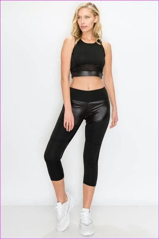 Sheer Mesh Top Capri Set