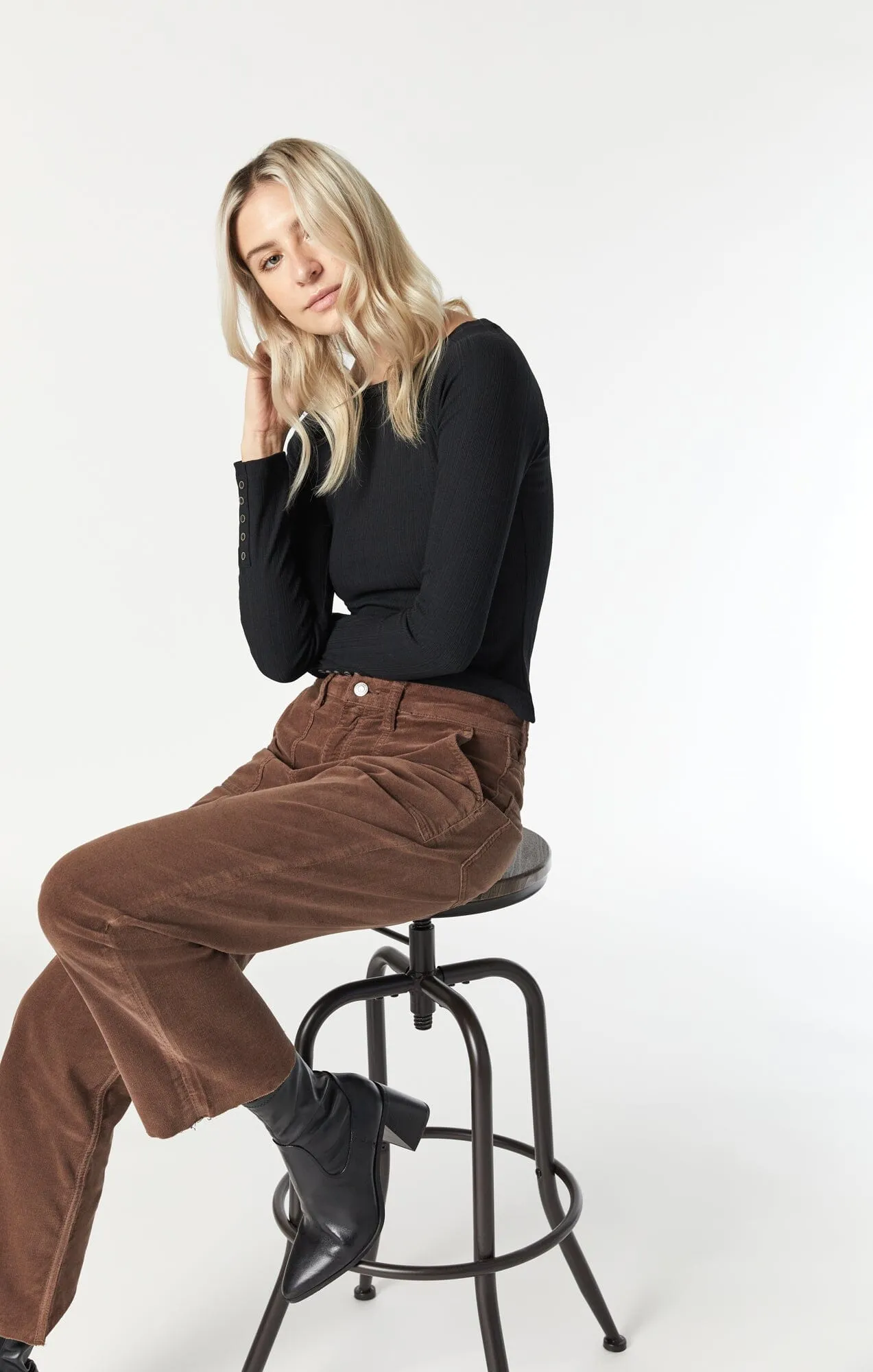 SHELIA FRONT POCKET STRAIGHT IN RAIN DRUM CORD