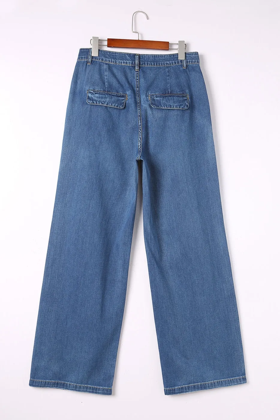 Shiying Pleated Wide Leg Denim Pants