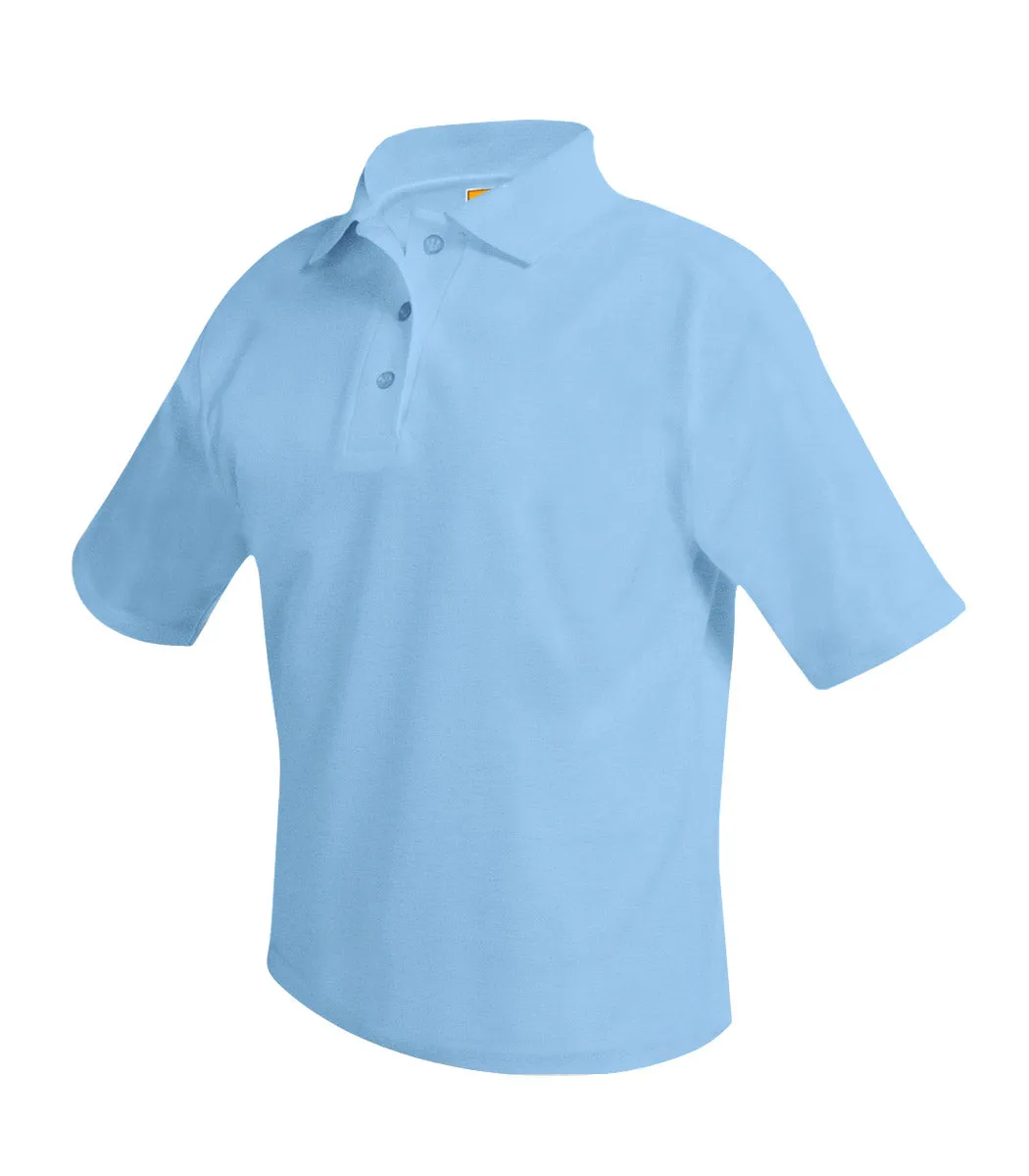 Short Sleeve Polo Shirt - Blue - With School Logo