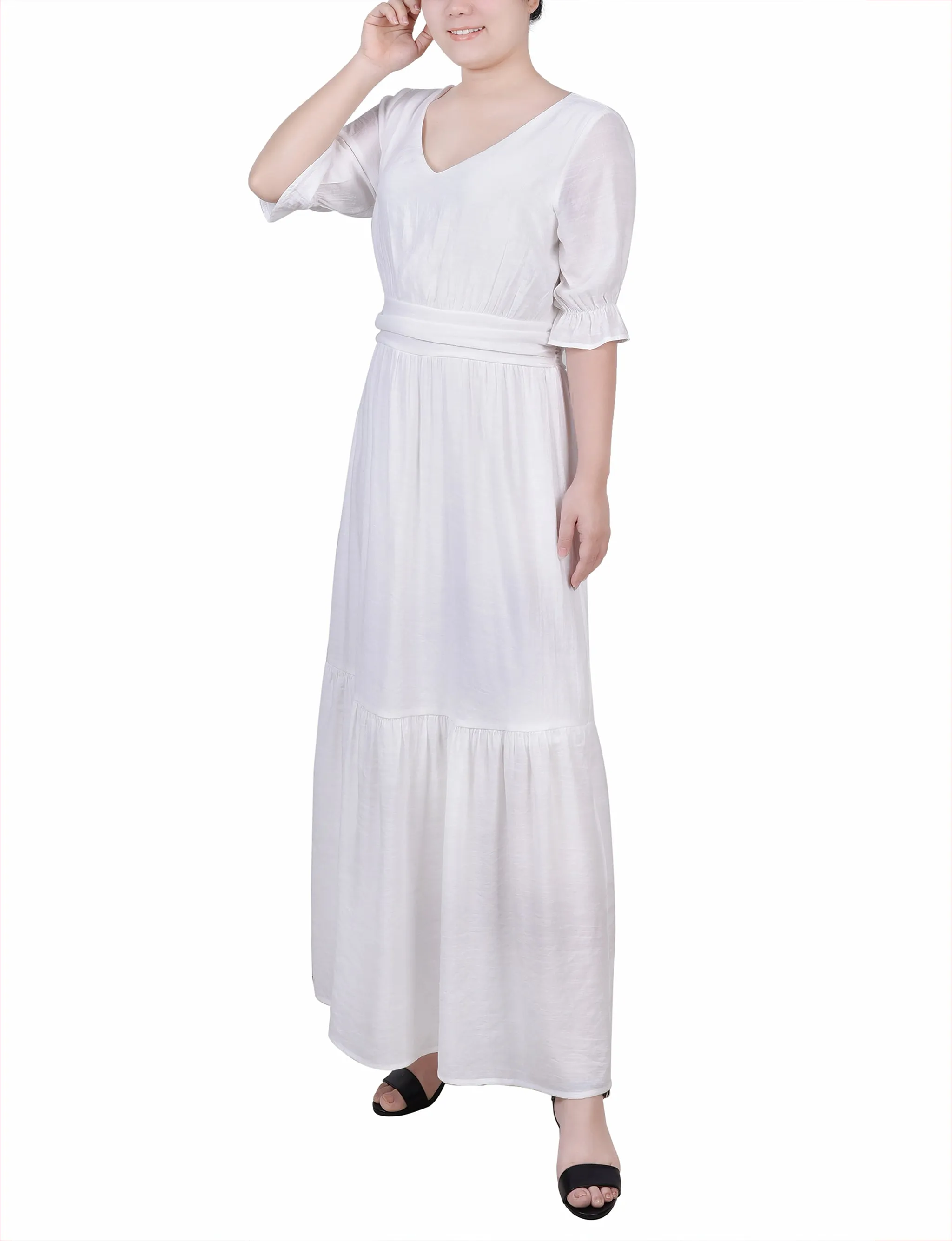 Short Sleeve Tiered Maxi Dress