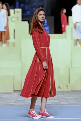 Silk Shirt with Top-stitched Pleated Sleeves