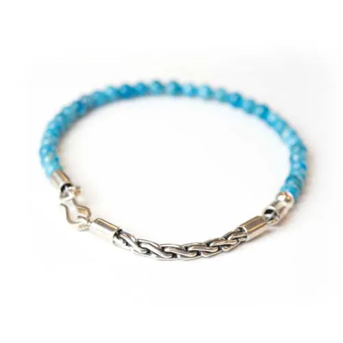 Silver Chain Rope and Gemstone Bracelet