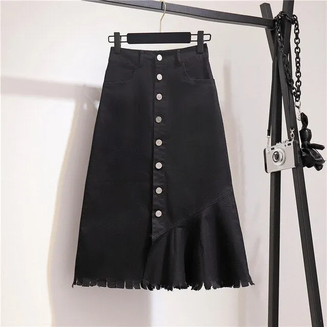 Skirt Women Elegant Ruffles High Waist
