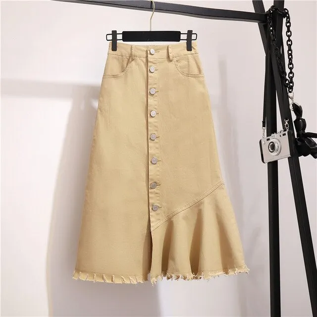 Skirt Women Elegant Ruffles High Waist
