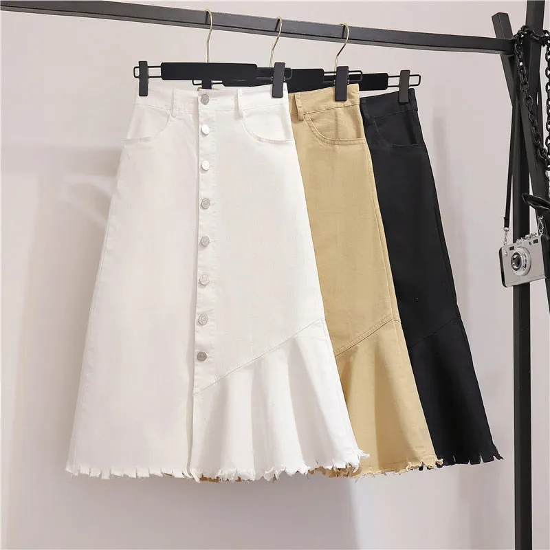 Skirt Women Elegant Ruffles High Waist