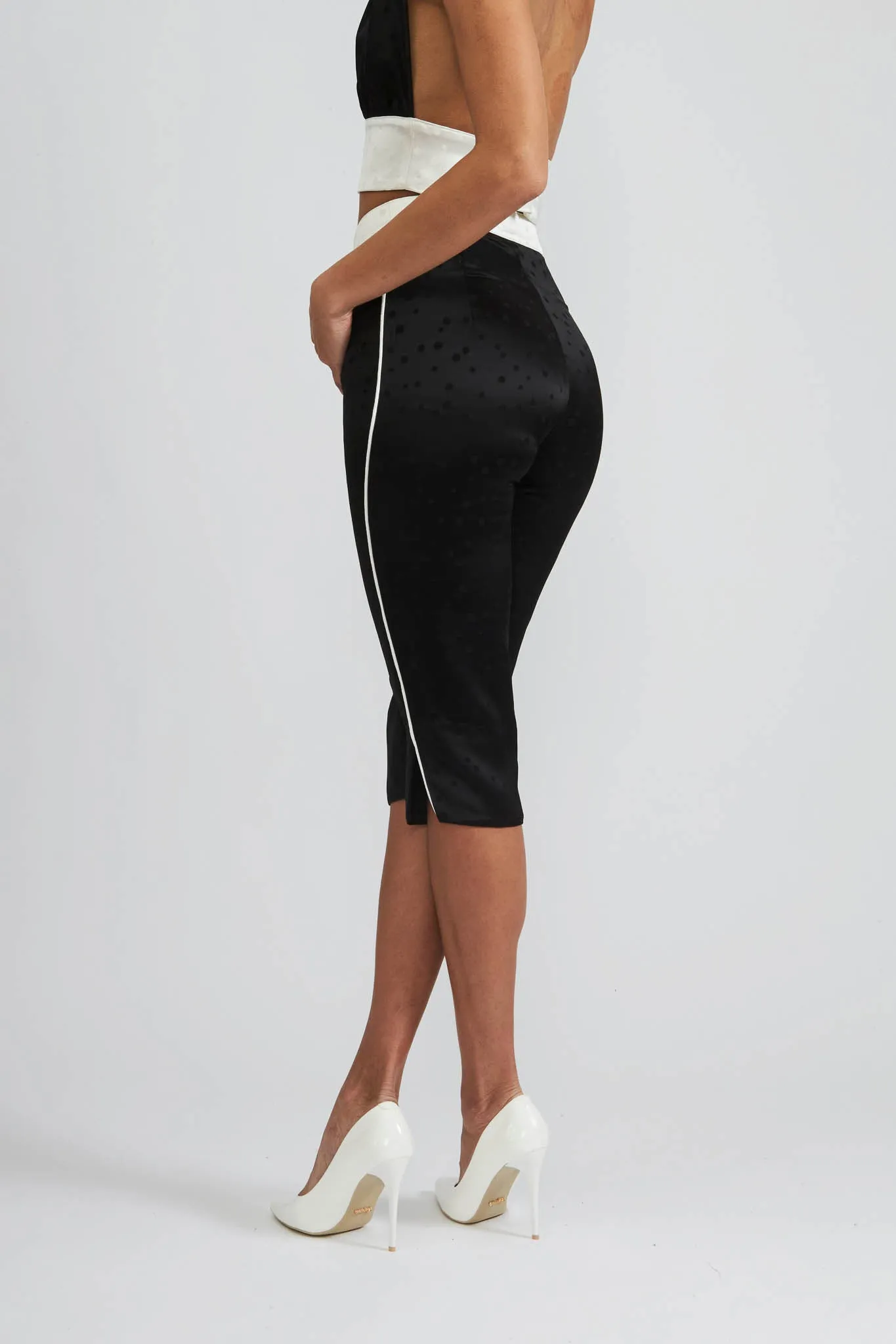 Sonja Pant in Black Polka Dot Jacquard