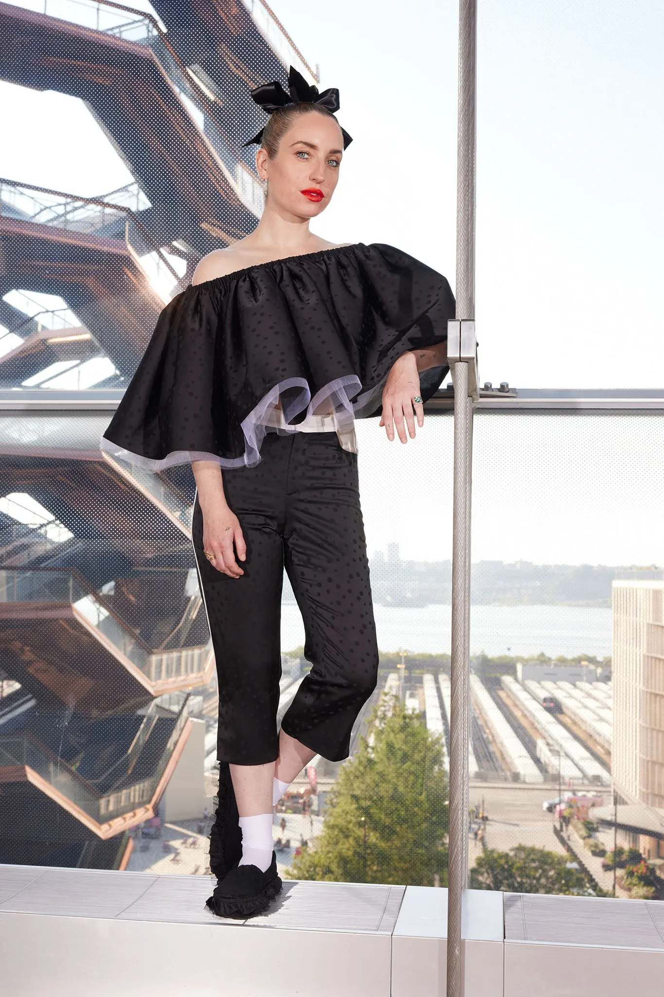 Sonja Pant in Black Polka Dot Jacquard