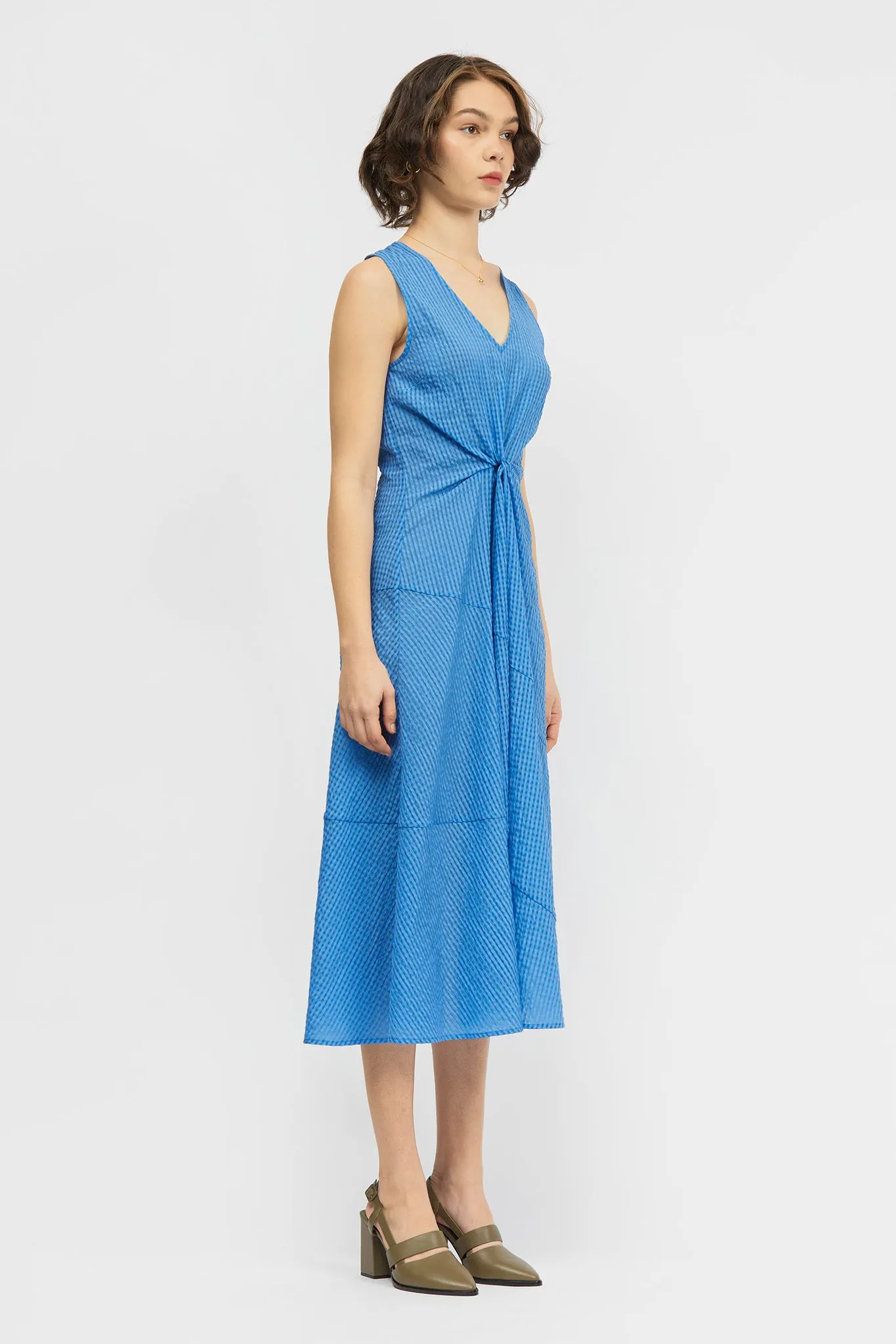 Chic Sori Dress in Blue Check Pattern