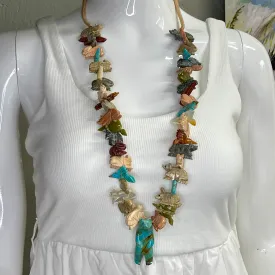 Turquoise Bear Fetish Necklace in Squaw Wrap Design