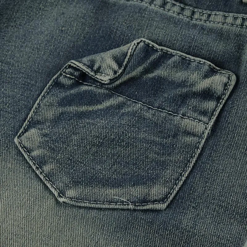 Straight leg button low rise jeans