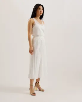 Tambor Pleated Midi Skirt With Elasticate White