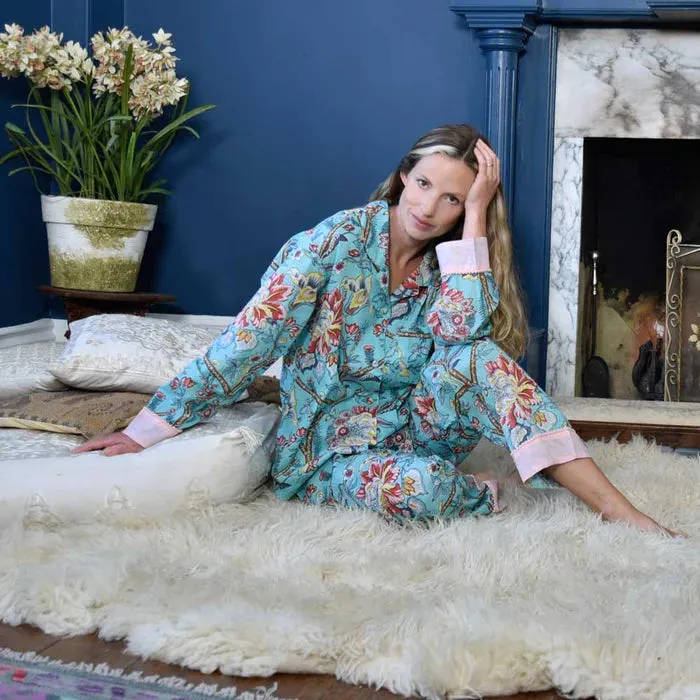 Teal Exotic Bird Ladies PJ