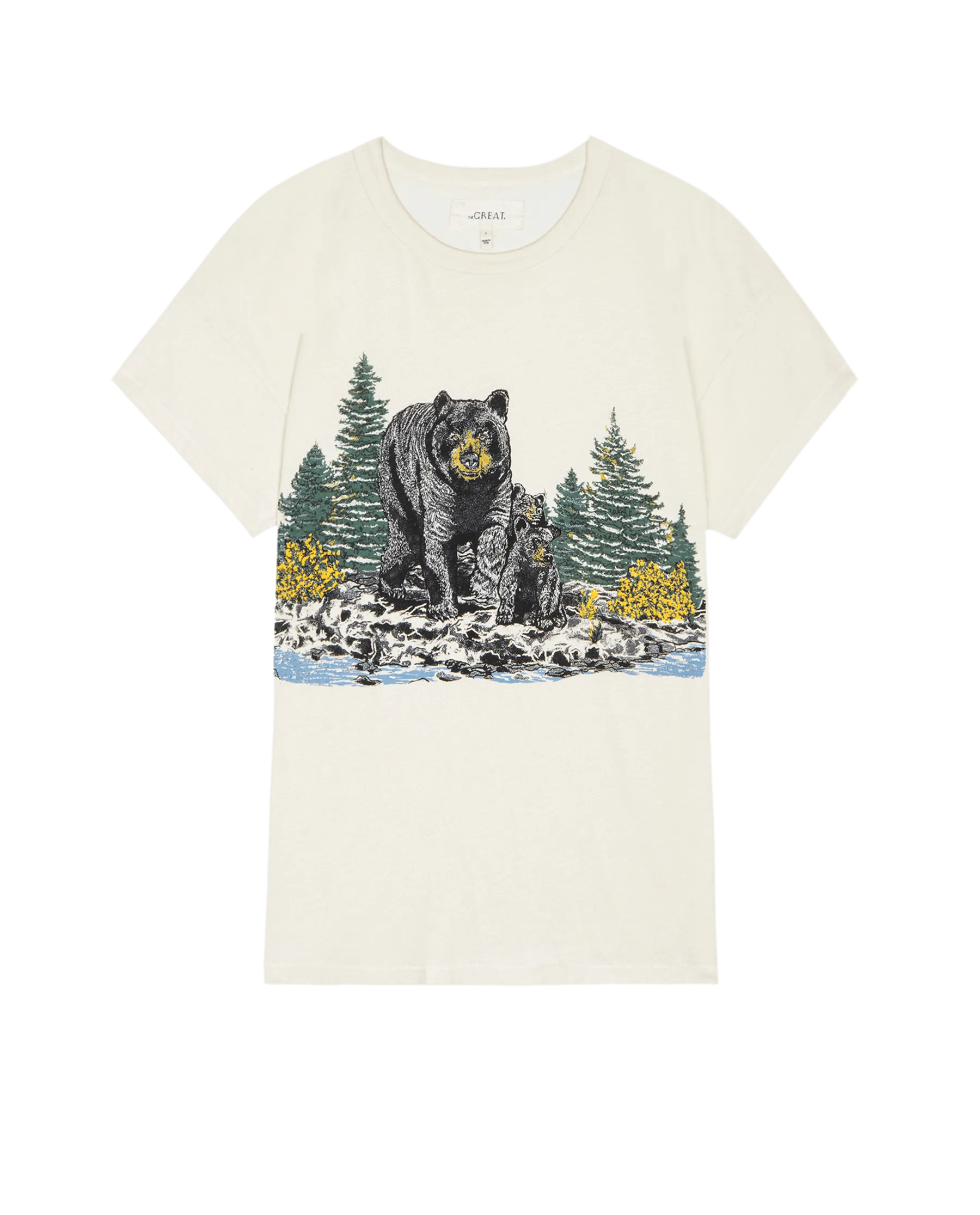 The Boxy Crew. Graphic -- Washed White with Black Bear Graphic