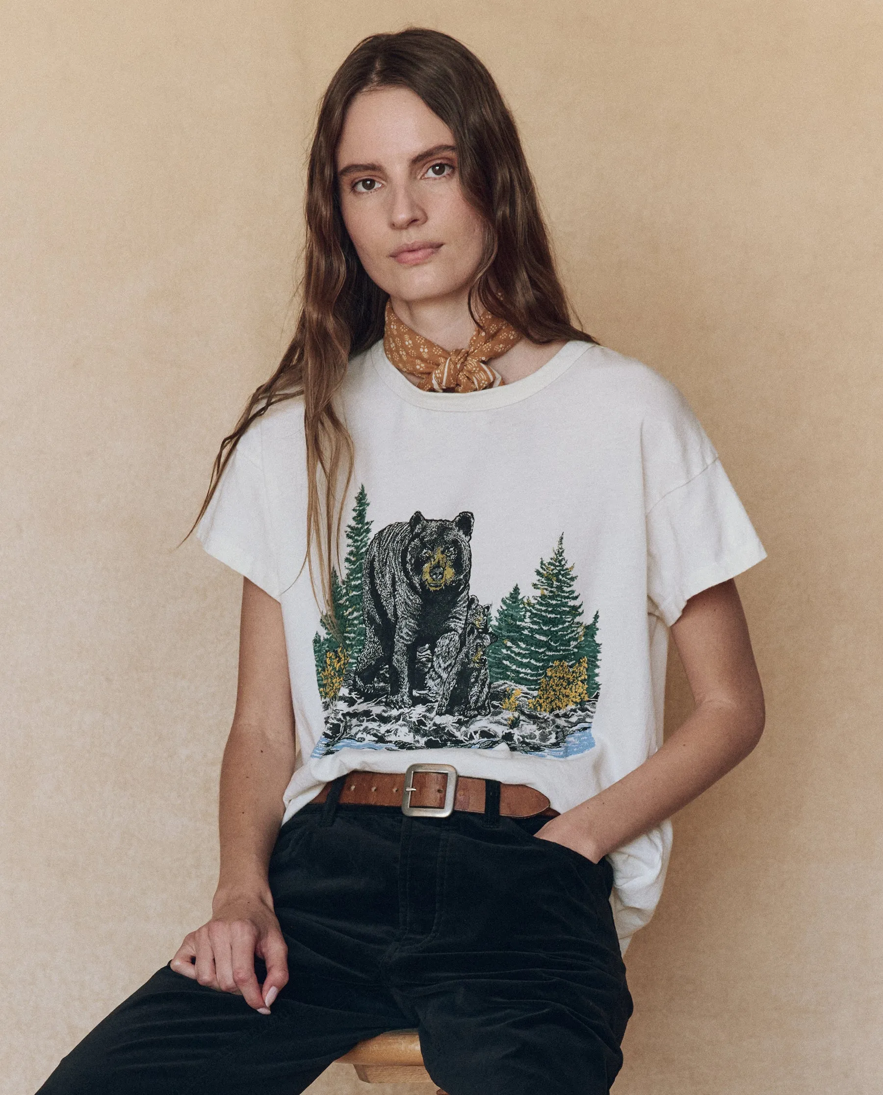 The Boxy Crew. Graphic -- Washed White with Black Bear Graphic