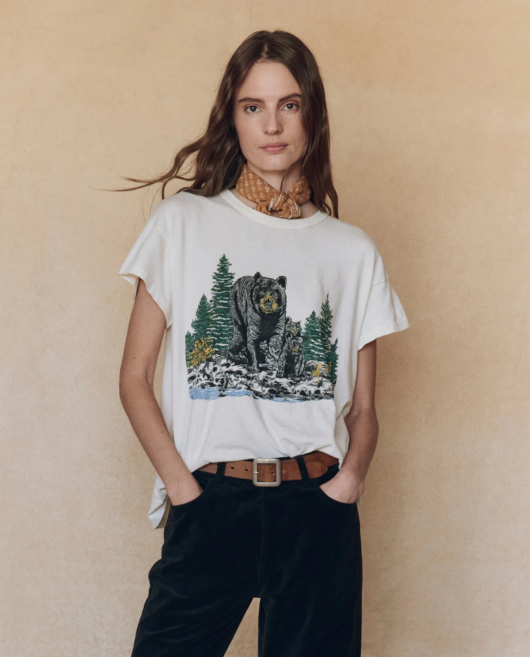 The Boxy Crew. Graphic -- Washed White with Black Bear Graphic