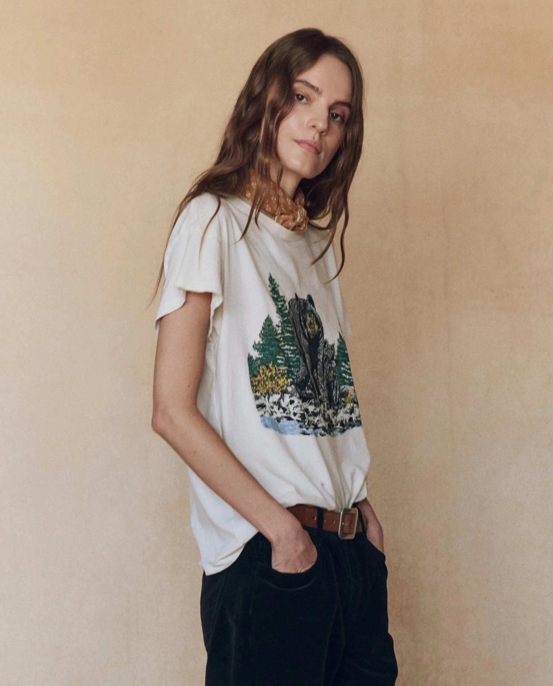 The Boxy Crew. Graphic -- Washed White with Black Bear Graphic