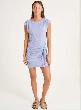 Thrive Société Women's Pleated Shoulder Tie Mini Dress - Wild Indigo Blue