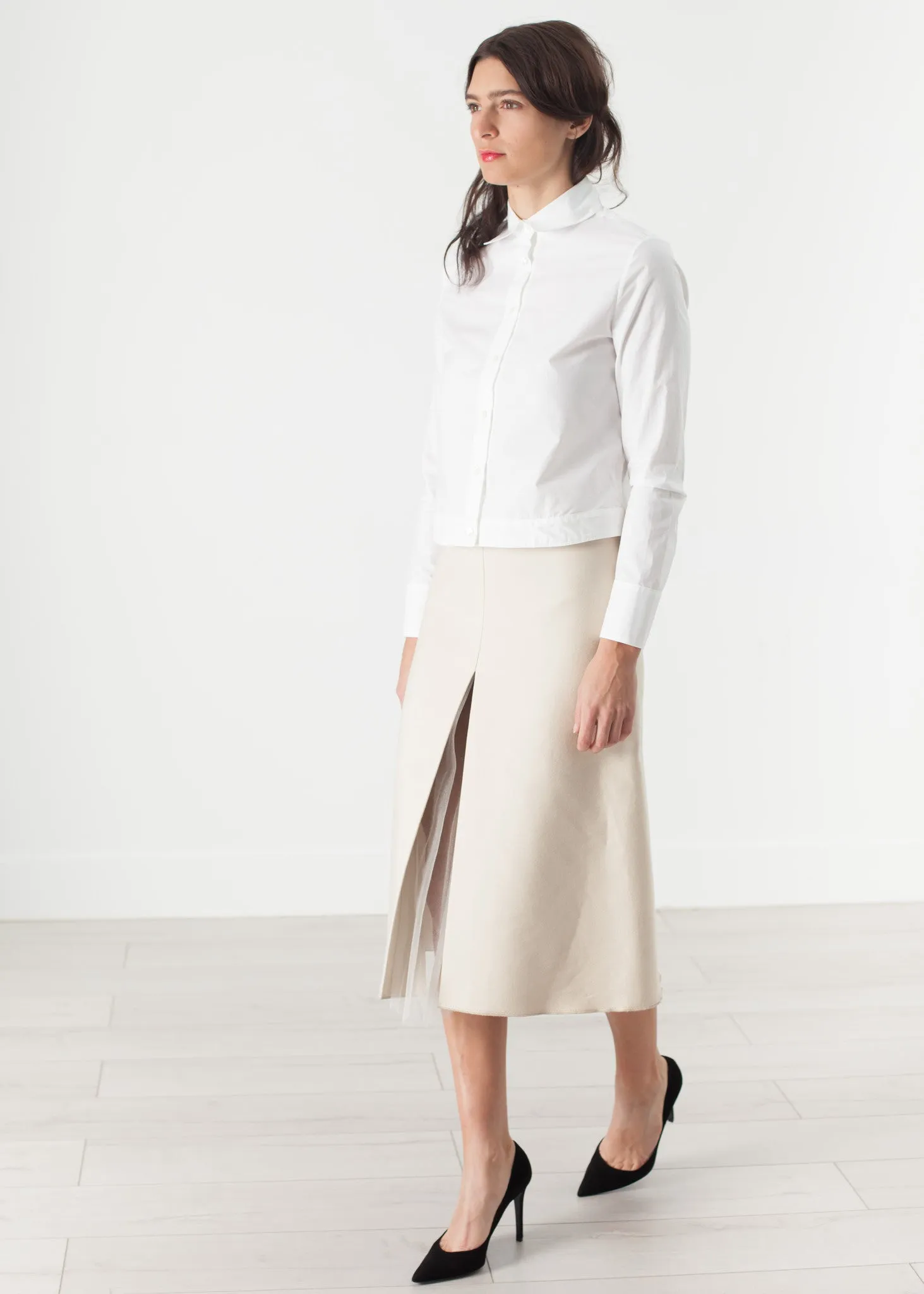 Tulle Pleat Skirt in Cream -UEB