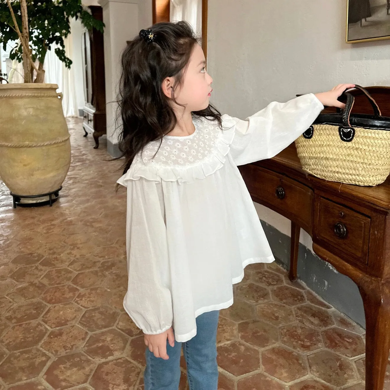 Valeria Embroidery Long Sleeves Lace Top