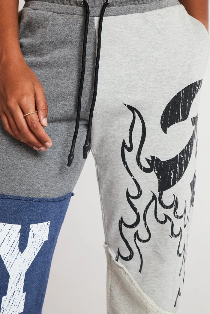 Varsity Print Patchwork Joggers