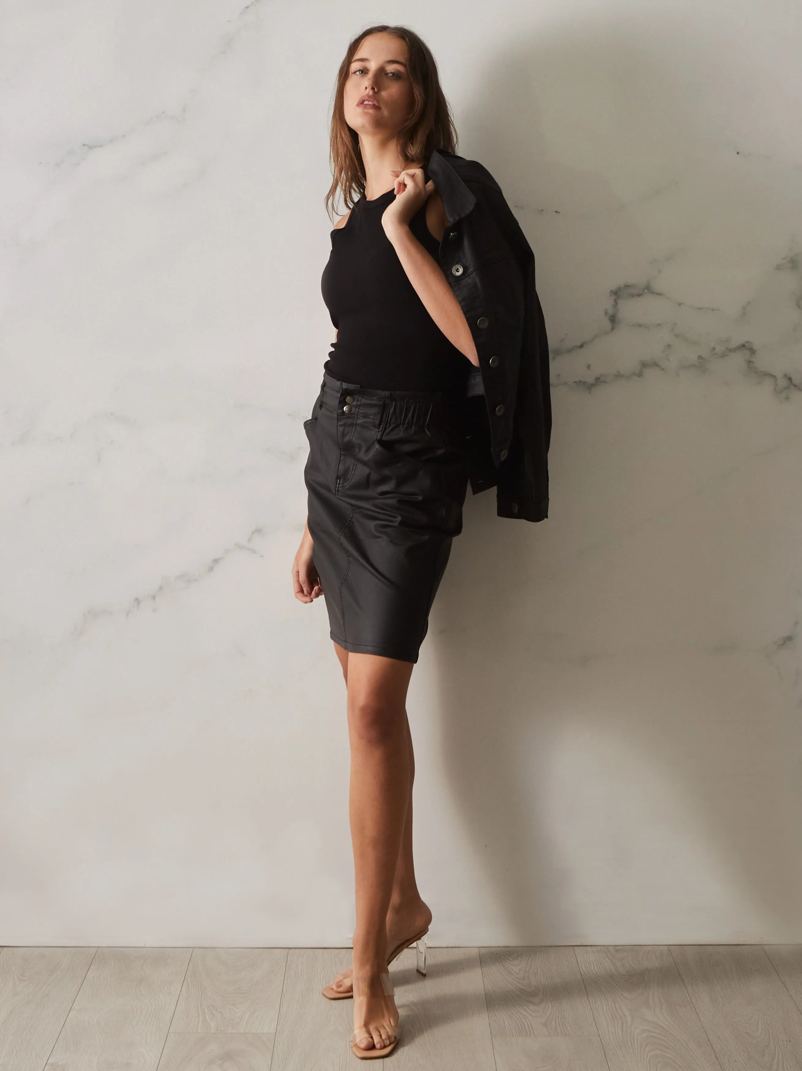 Vince Skirt - Black Wax Look