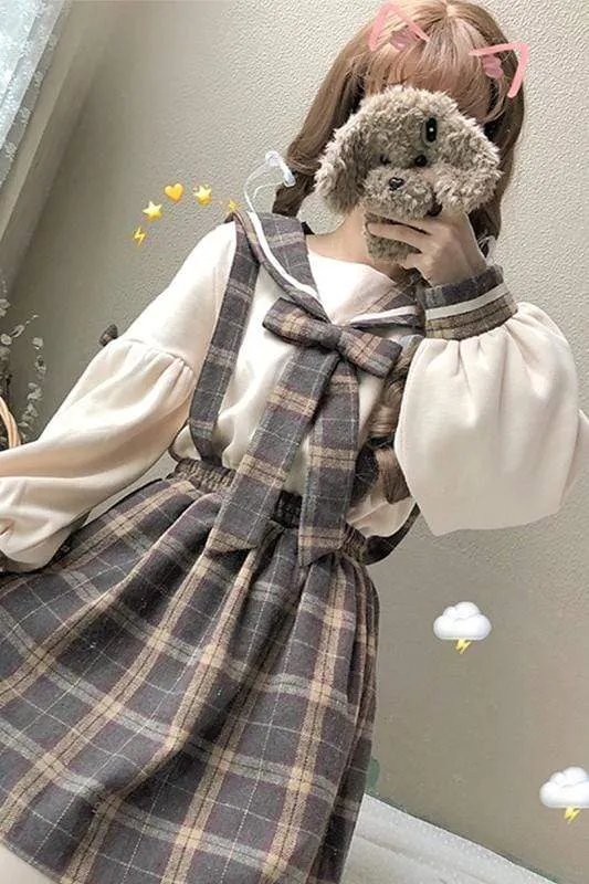 Vintage Plaid Brace  Skirt