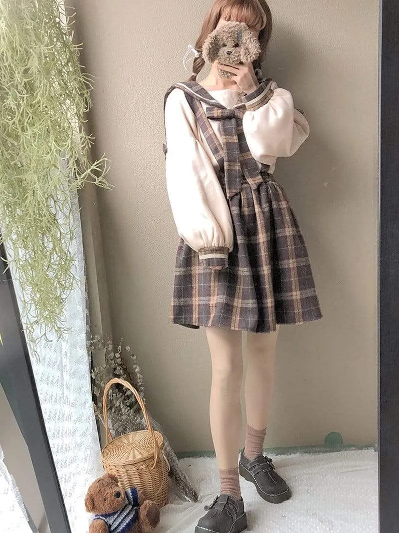 Vintage Plaid Brace  Skirt