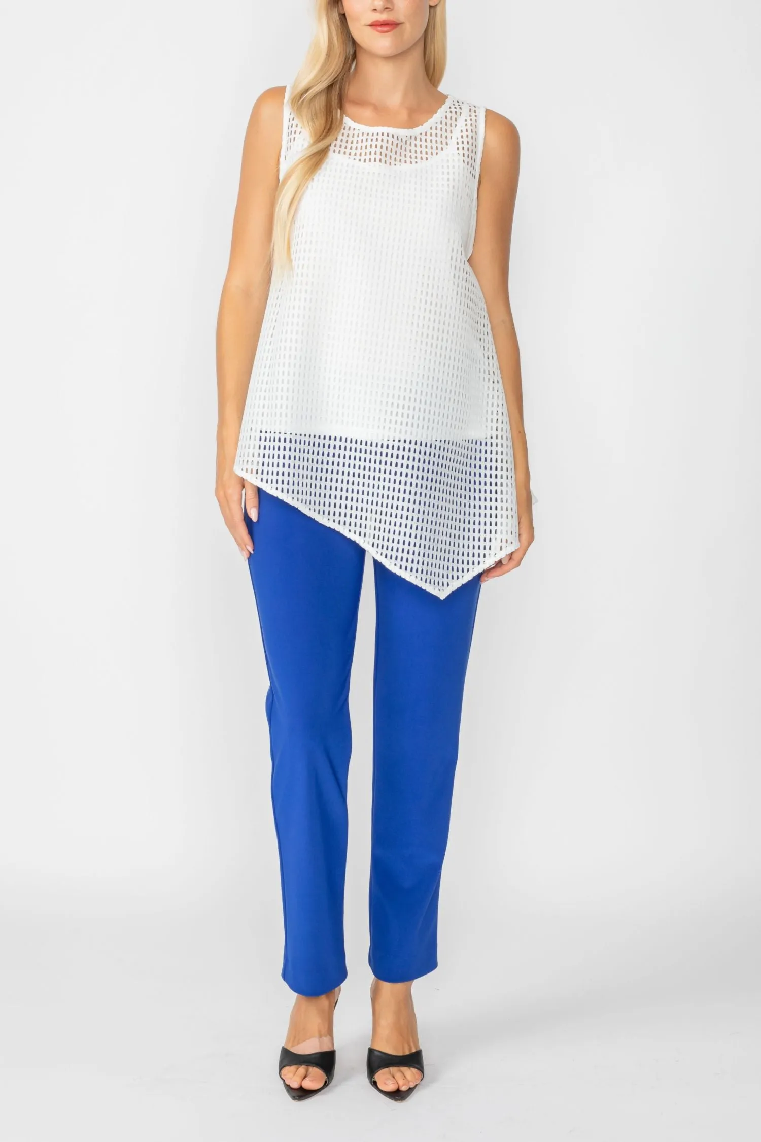 White Sleeveless Asymmetrical Top