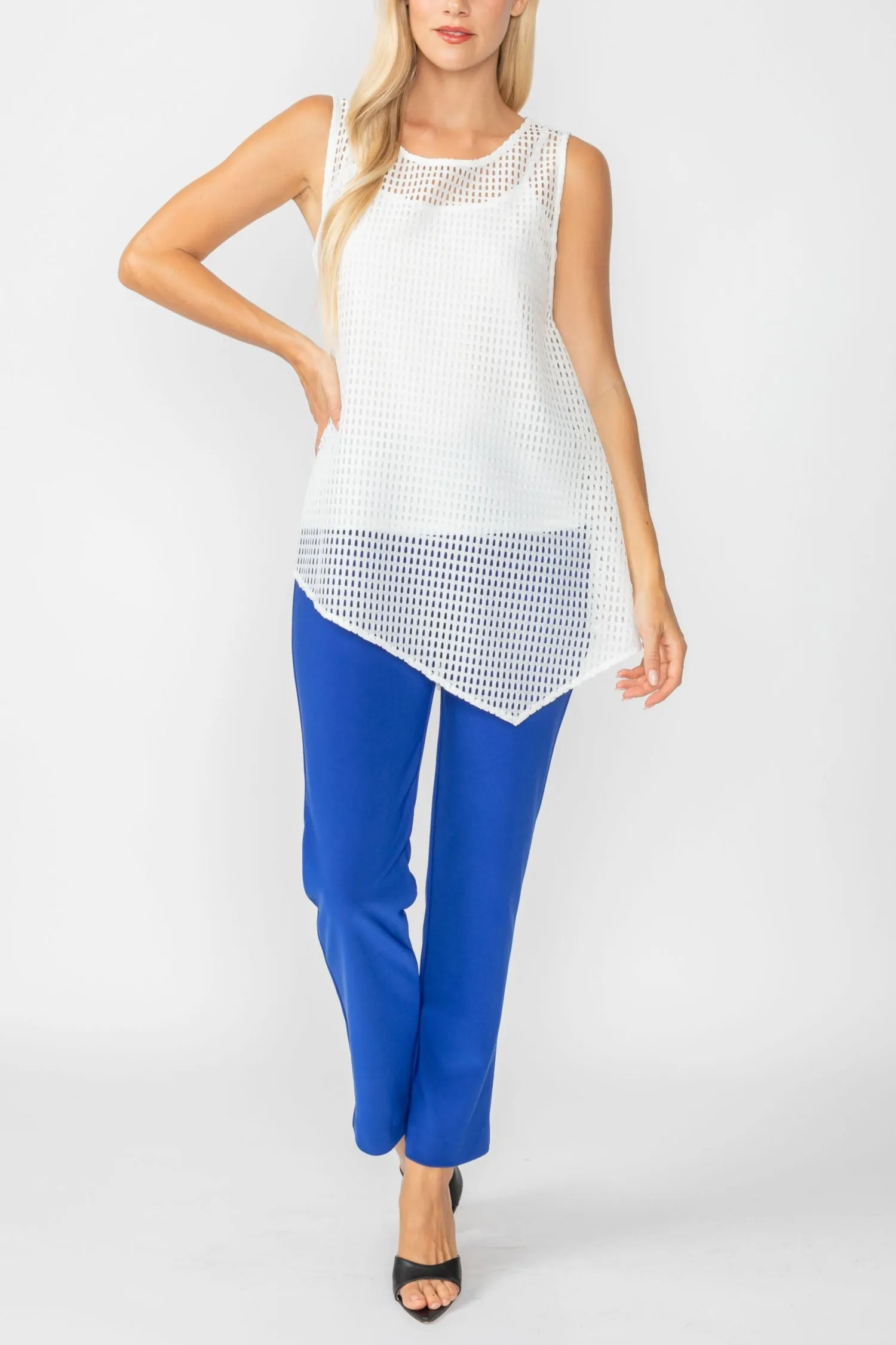 White Sleeveless Asymmetrical Top