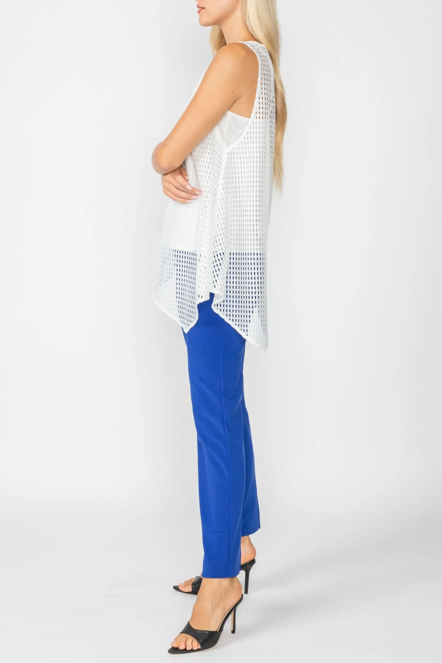 White Sleeveless Asymmetrical Top