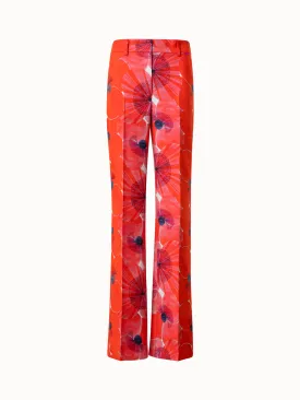Wide Double-Face Pants with Poppy Print